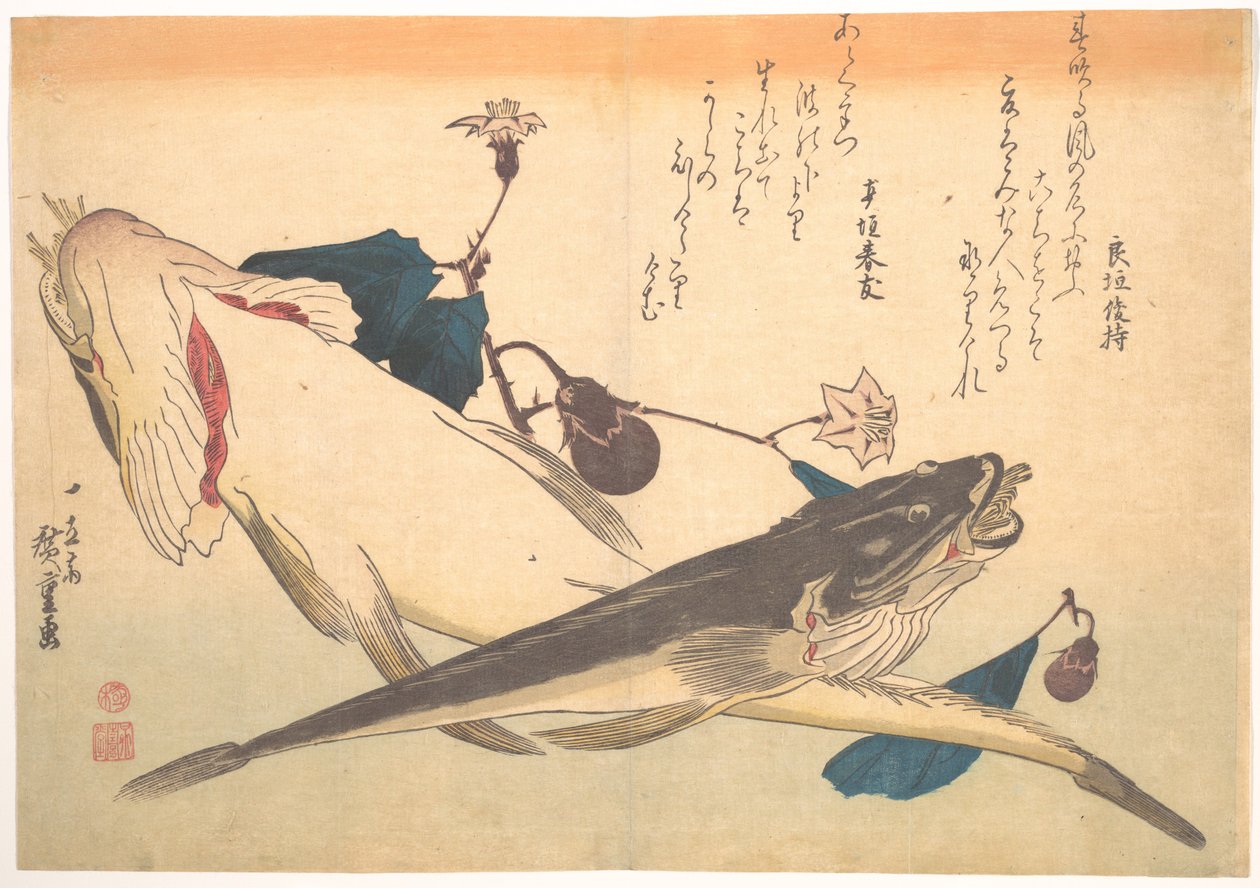 Poisson kochi avec aubergine, de la série Uozukushi (Toutes les variétés de poissons) - Utagawa Hiroshige