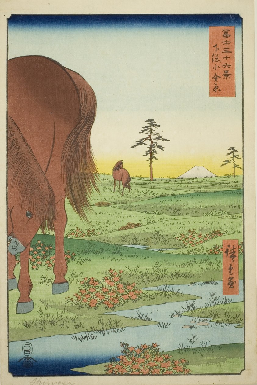 Plaine de Kogane dans la province de Shimosa (Shimosa Koganehara), de la série "Trente-six vues du mont Fuji (Fuji sanjurokkei)" - Utagawa Hiroshige