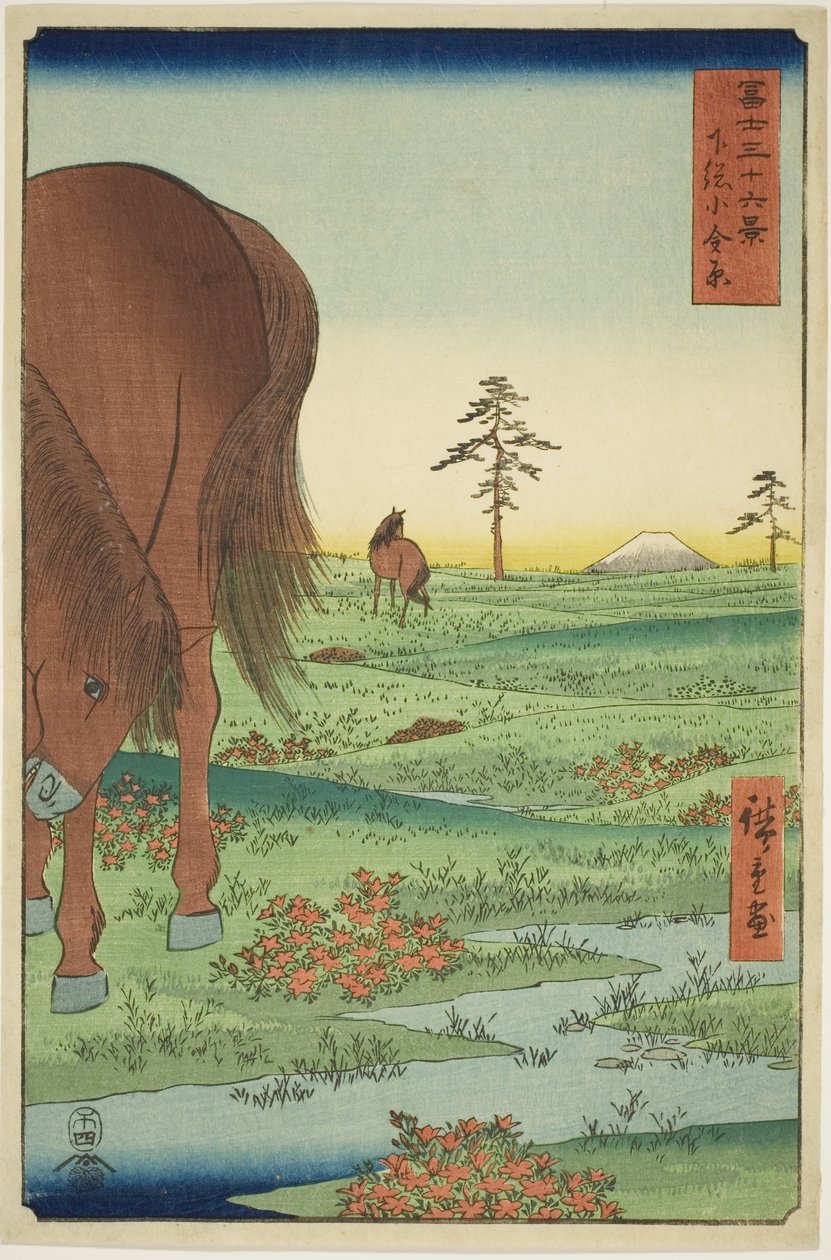 Plaine de Kogane dans la province de Shimosa (Shimosa Koganehara), de la série "Trente-six vues du mont Fuji (Fuji sanjurokkei)" - Utagawa Hiroshige
