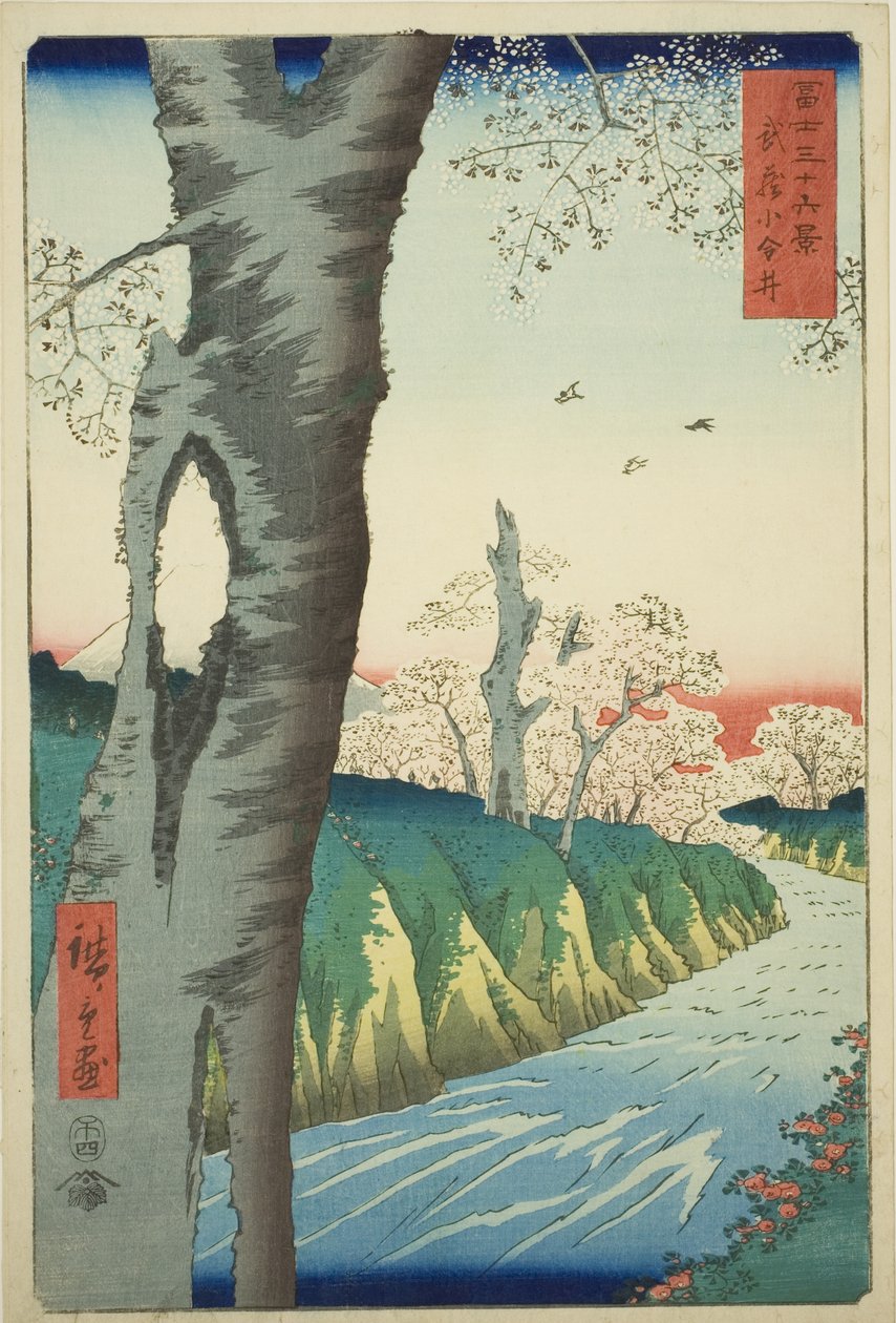 Koganei dans la province de Musashi (Musashi Koganei), de la série "Trente-six vues du mont Fuji (Fuji sanjurokkei)" - Utagawa Hiroshige