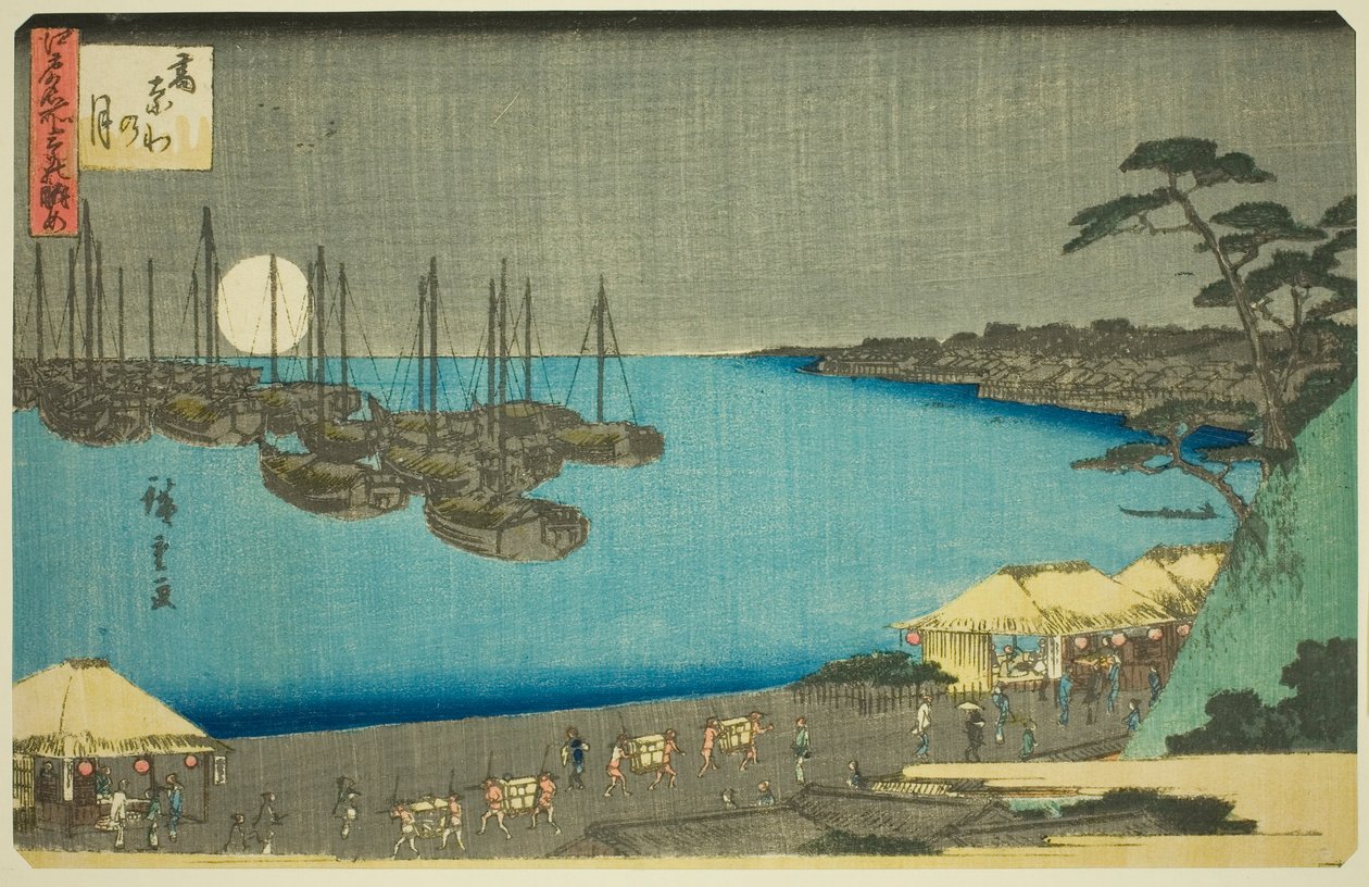 Lune à Takanawa (Takanawa no tsuki), de la série "Trois vues de lieux célèbres à Edo (Edo meisho mittsu no nagame)" - Utagawa Hiroshige