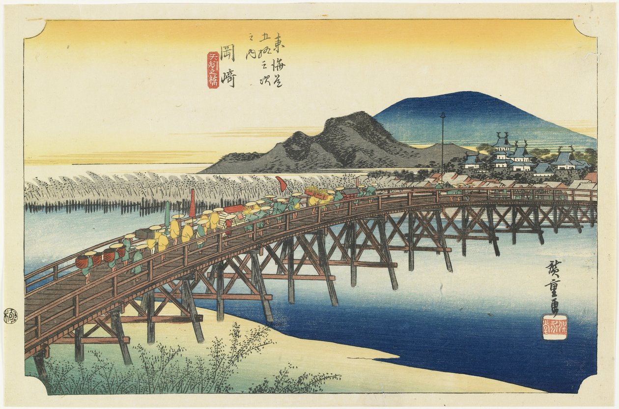 Okazaki--Pont Yahagi, vers 1833 - Utagawa Hiroshige