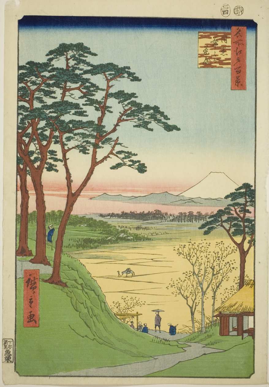 Maison de thé du vieil homme, Meguro (Meguro Jijigachaya), de la série "Cent vues célèbres d