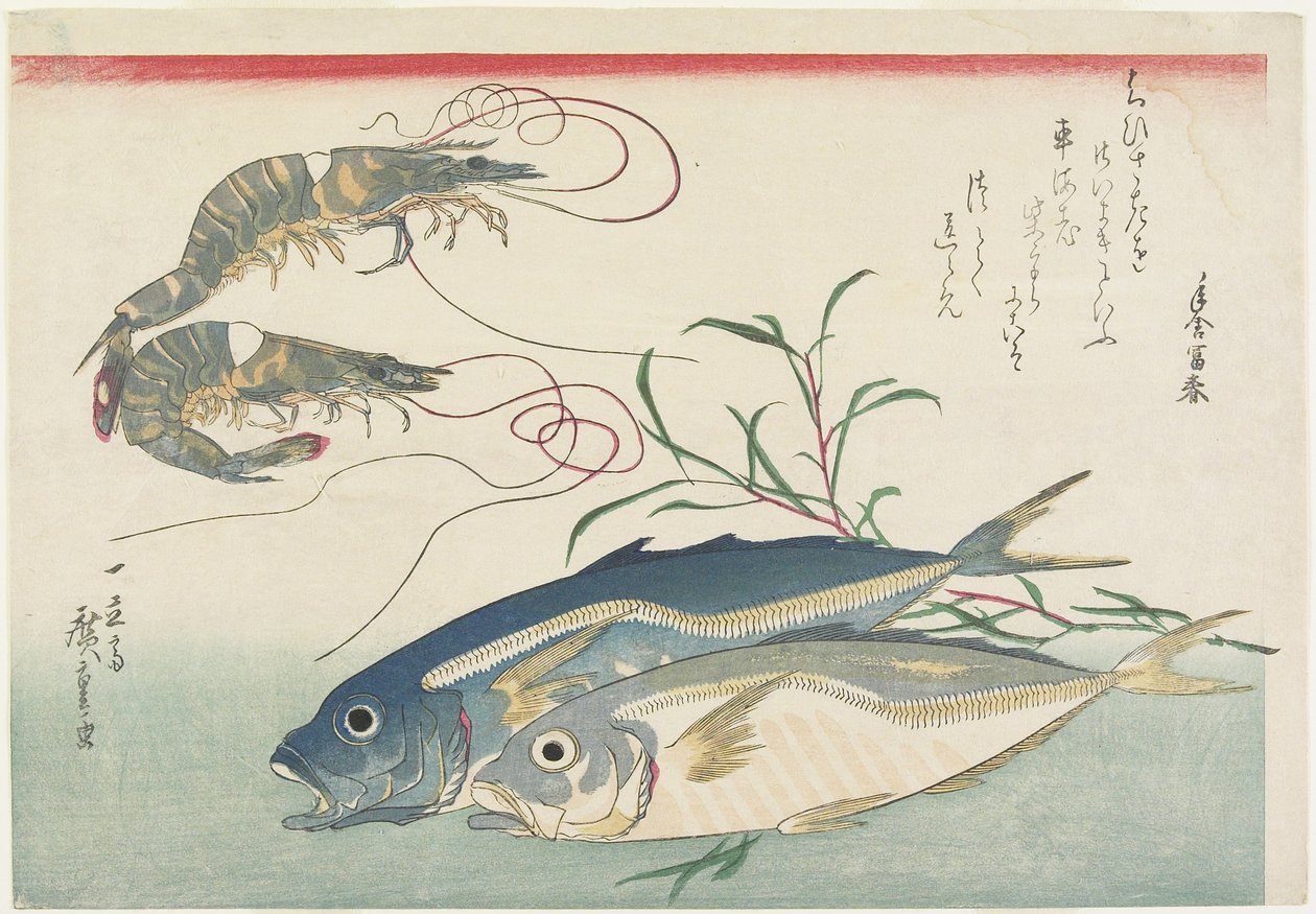 Crevettes, Maquereaux et Renouée, 1832-1833 - Utagawa Hiroshige