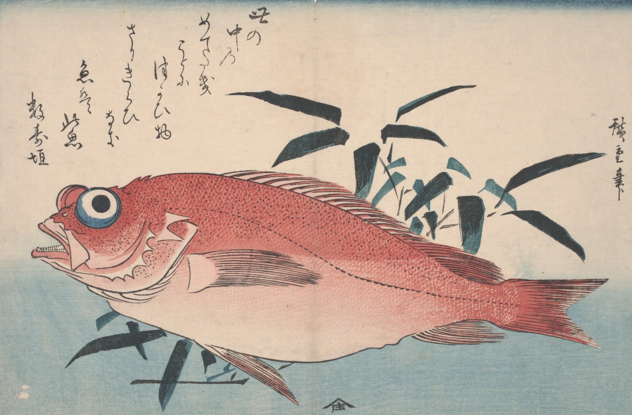 Dorade et herbe de bambou, 1840 - Utagawa Hiroshige
