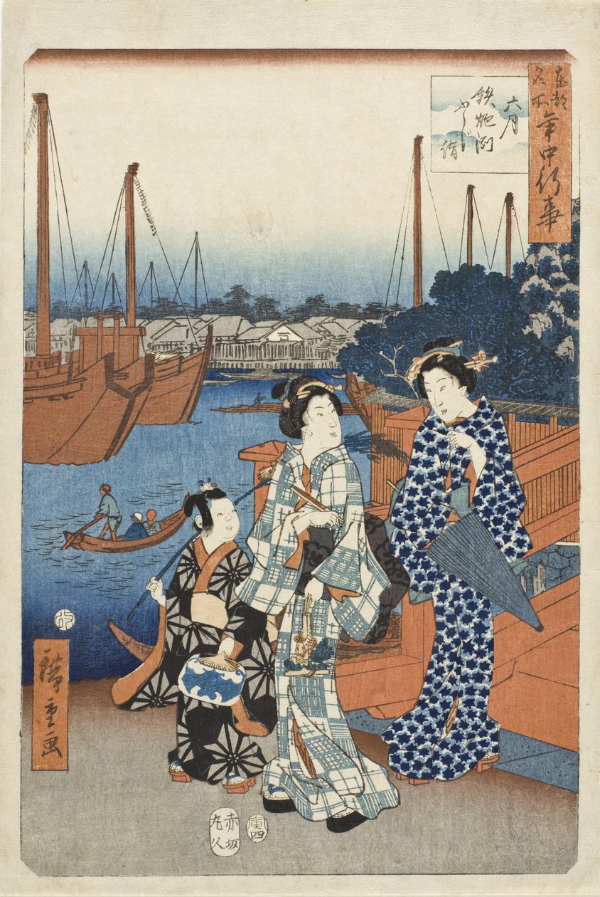 Sixième mois, visite pour voir le Fuji, Teppozu - Utagawa Hiroshige