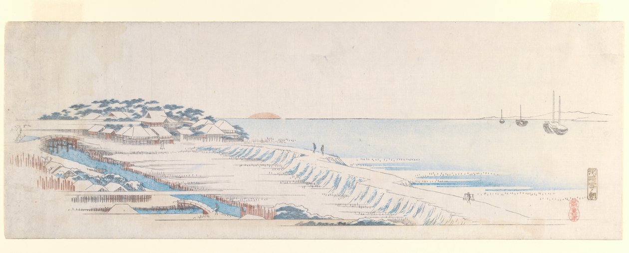 Aube Neigeuse à Susaki, de la série de Feuilles de Lettres, vers 1839-40 - Utagawa Hiroshige