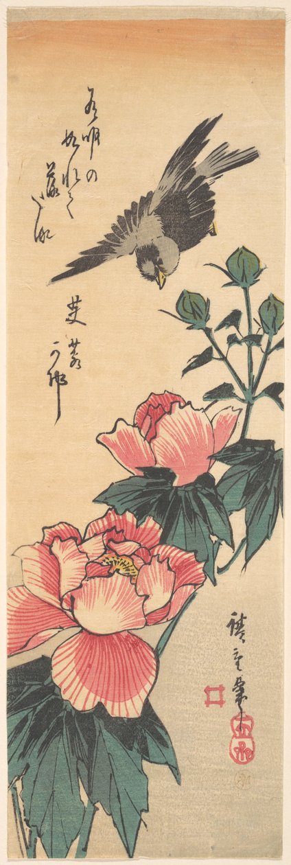 Moineau et hibiscus - Utagawa Hiroshige