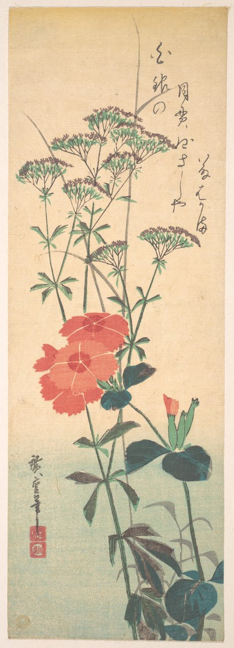 Prächtige Nelken und Chinesische Agrimonie - Utagawa Hiroshige