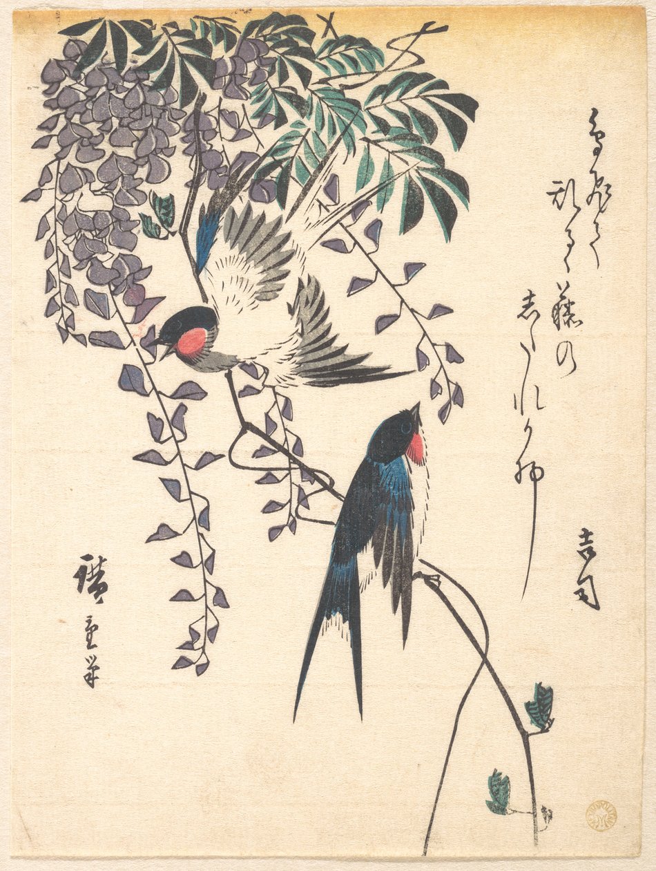 Hirondelle et glycine - Utagawa Hiroshige