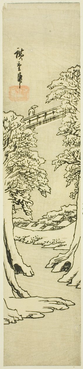 Le Pont des Singes en hiver - Utagawa Hiroshige