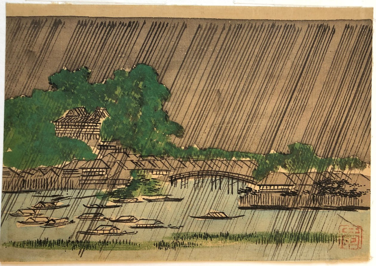 Deux paysages sous la pluie - Utagawa Hiroshige