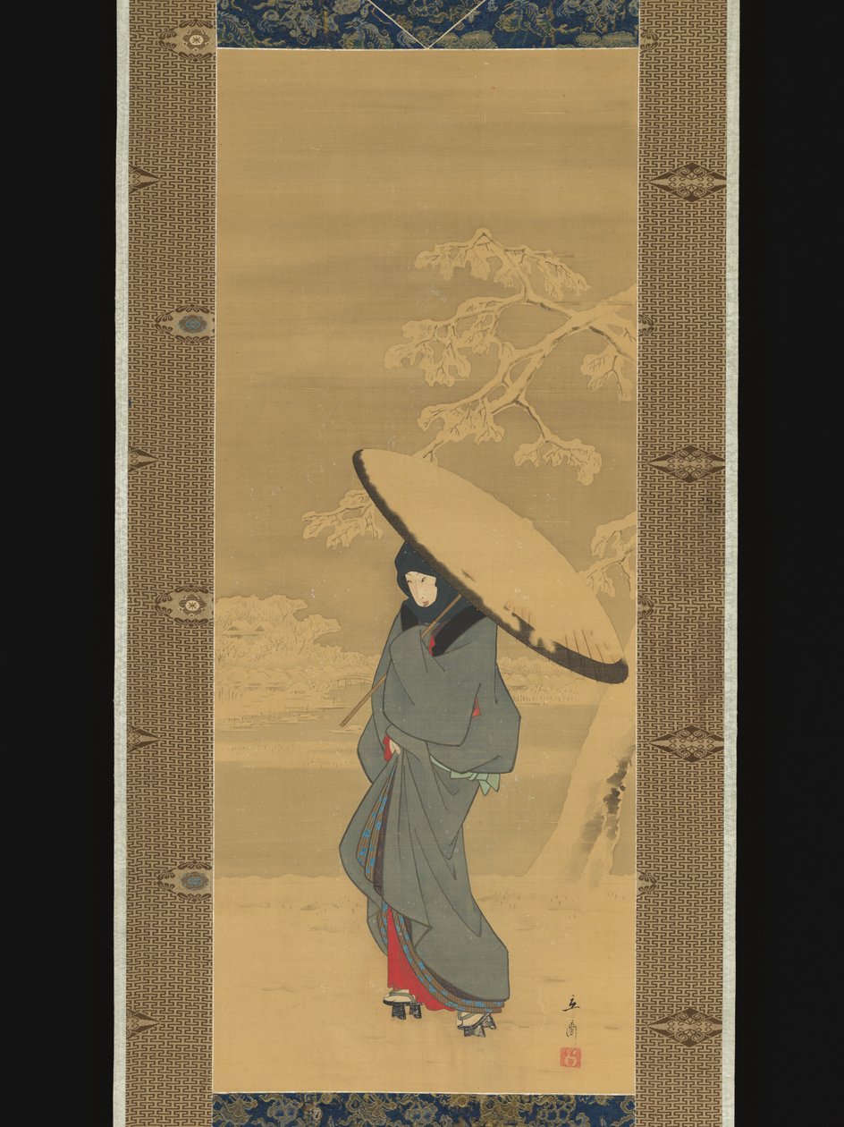 Une femme marchant dans la neige - Utagawa Hiroshige