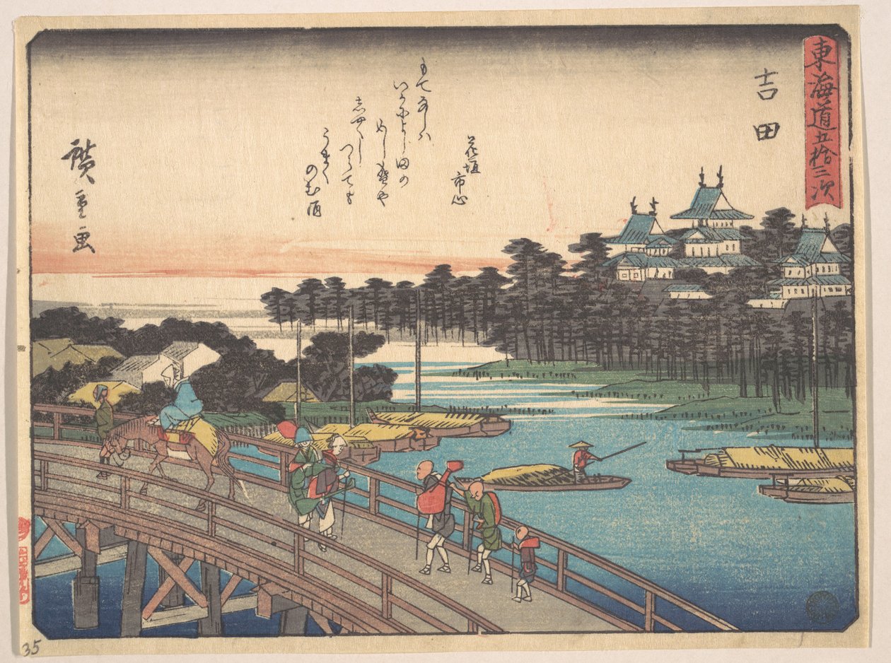 Yoshida ; Toyokawa-Bashi, pont Toyokawa - Utagawa Hiroshige