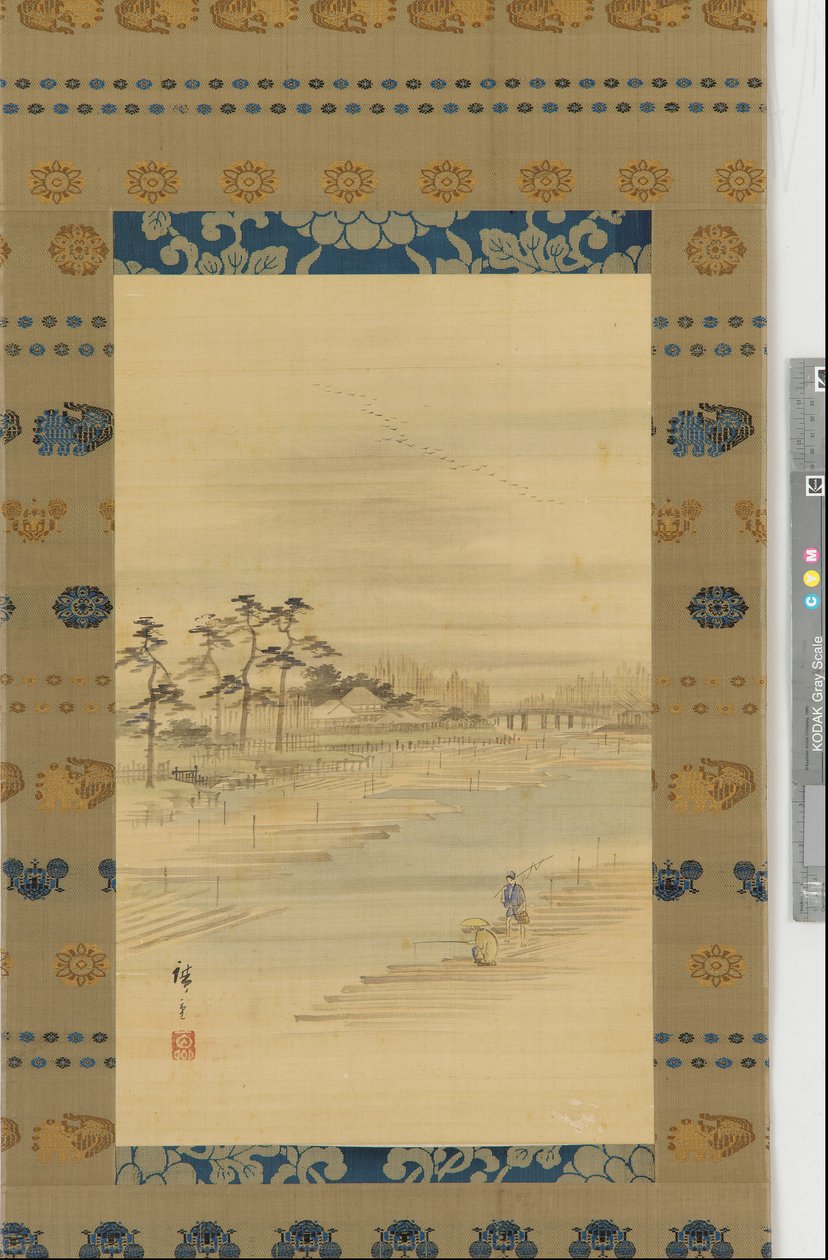 Paysage fluvial : chantiers de bois et radeaux, milieu du 19ème siècle - Utagawa Hiroshige II