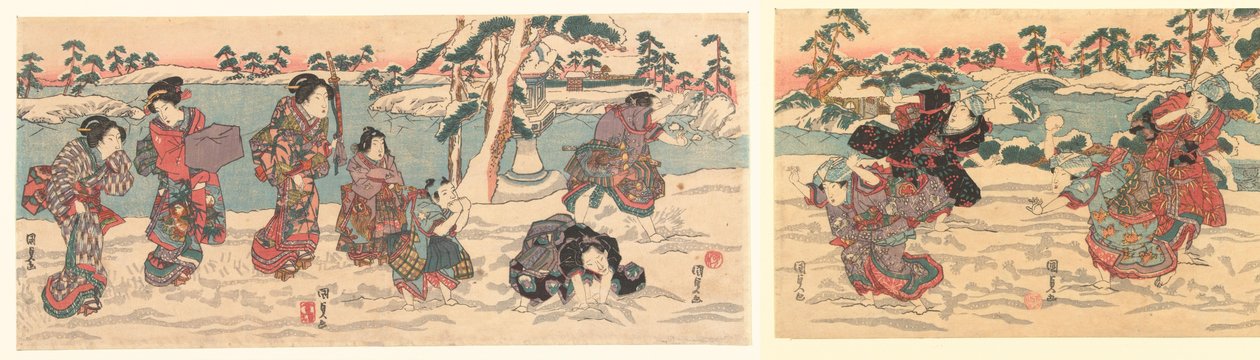 Lancer de boules de neige - Utagawa Kunisada (I)