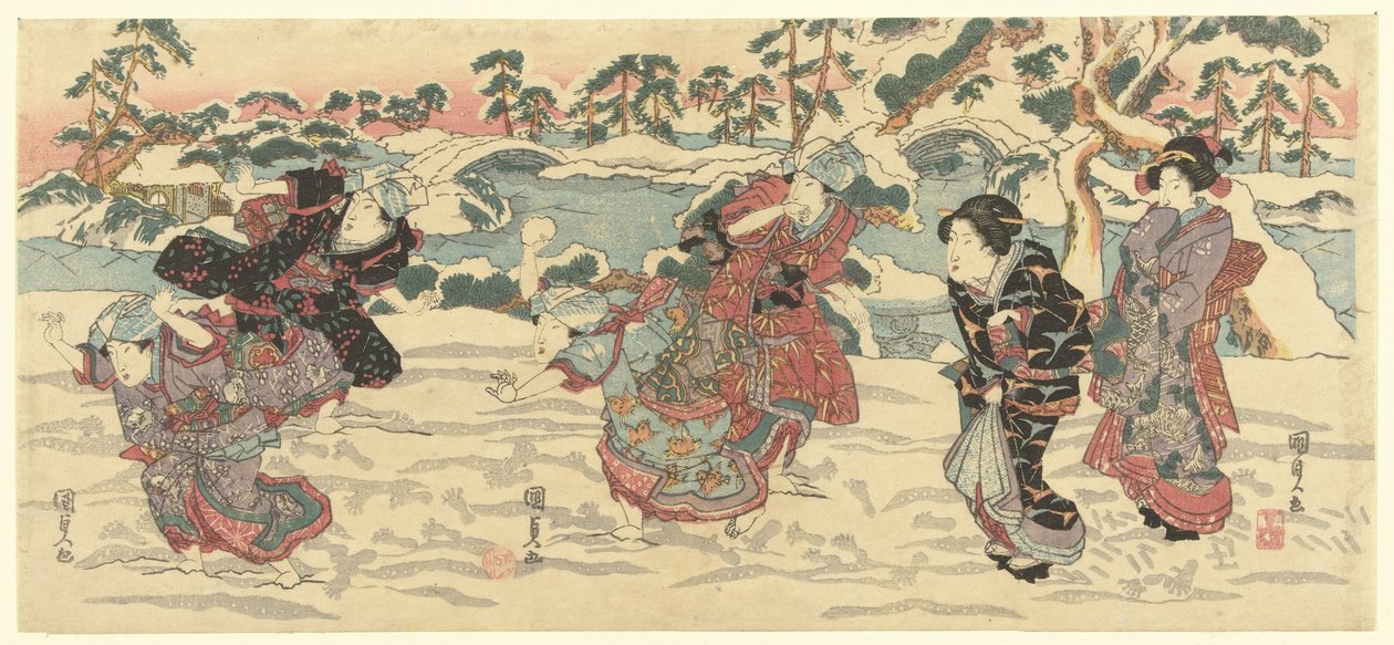 Lancer de boules de neige - Utagawa Kunisada (I)