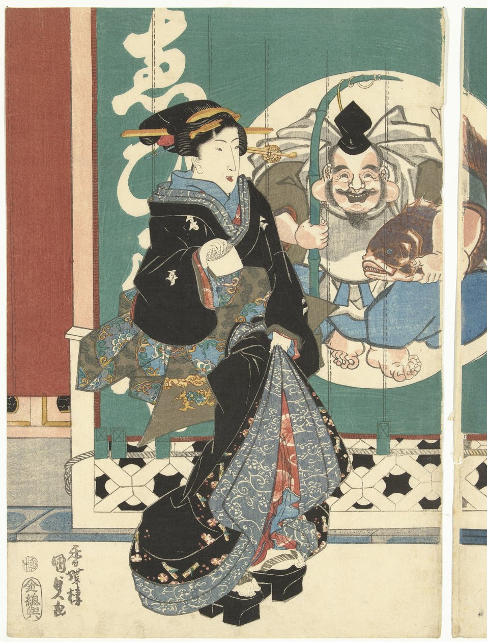 Femmes près de la boutique Ebisuya - Utagawa Kunisada (I)