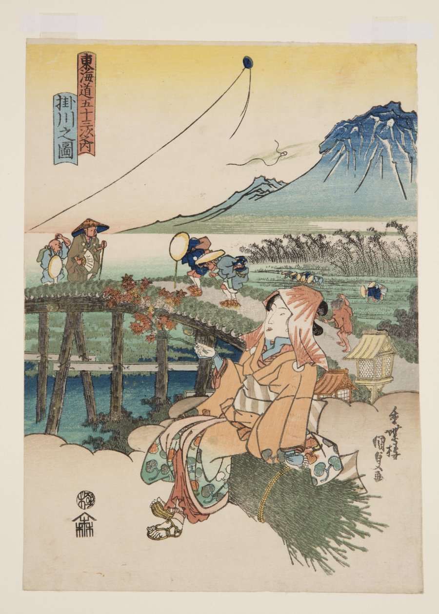 Vue de Kakegawa (Kakegawa no zu) (estampe sur bois en couleur) - Utagawa Kunisada