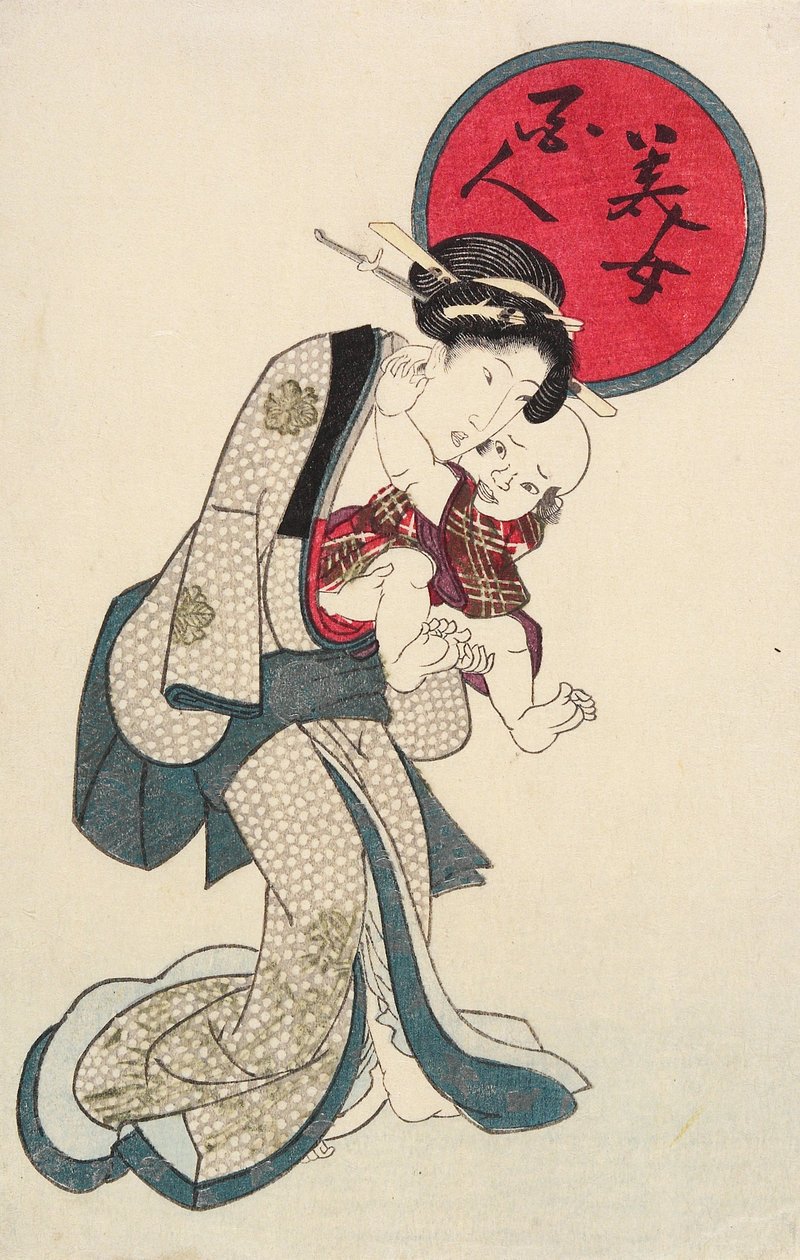 Femme tenant un bébé - Utagawa Kunisada
