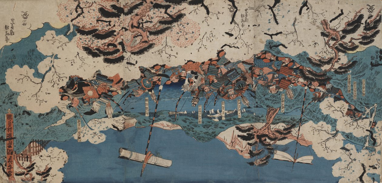 Composer des poèmes à la douane de Nakoso - Utagawa Kunisada III
