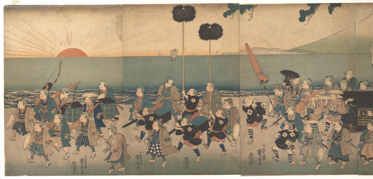 Garçons jouant une procession de daimyō - Utagawa Kuniyoshi