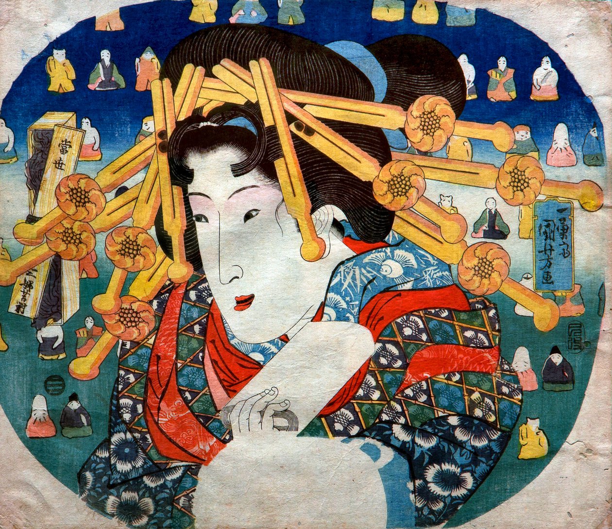 Courtisane, Série : Trois difficultés modernes pour les femmes, c.1833 - Utagawa Kuniyoshi