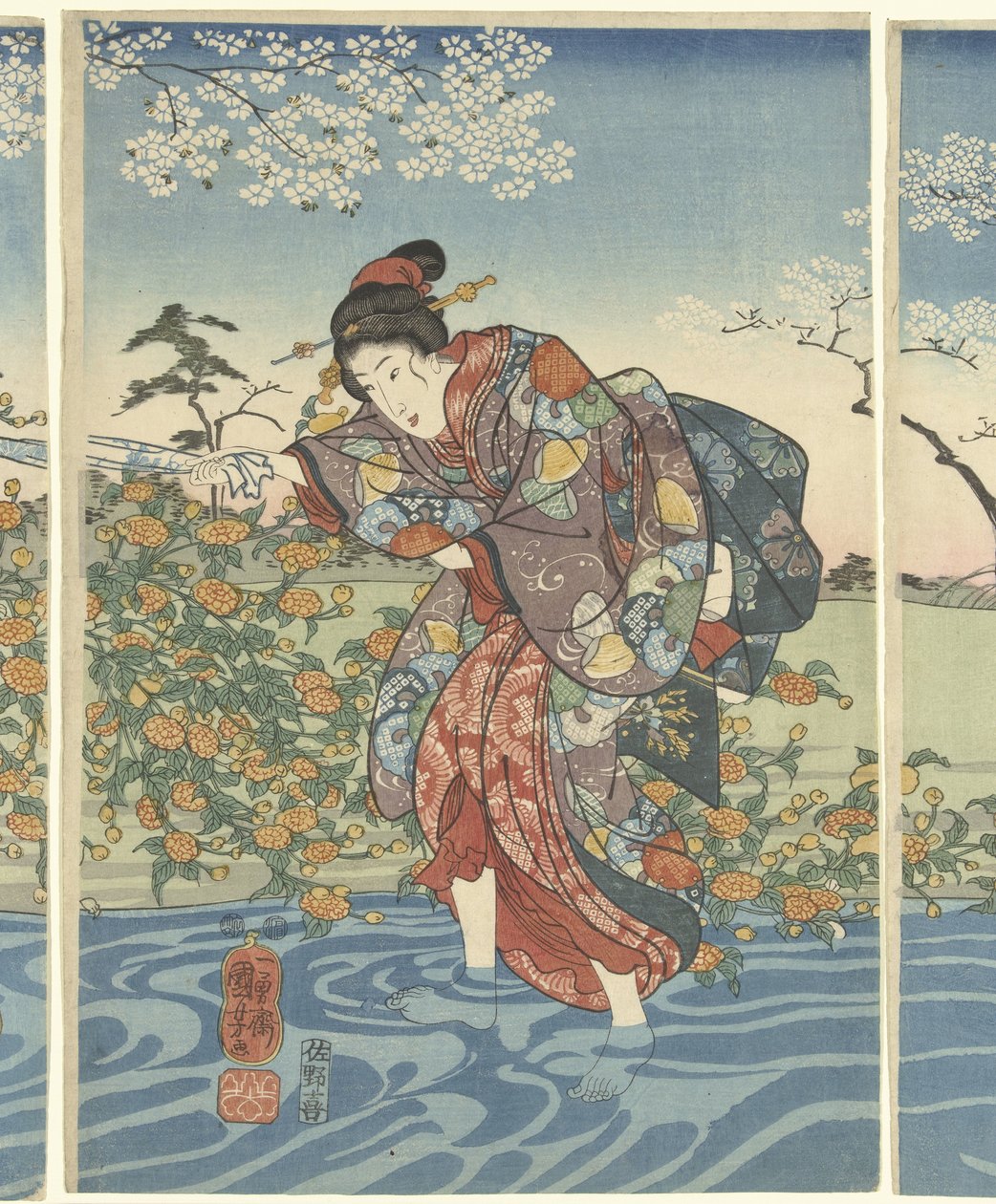 La rivière Ide Tama dans la province de Yamashiro - Utagawa Kuniyoshi
