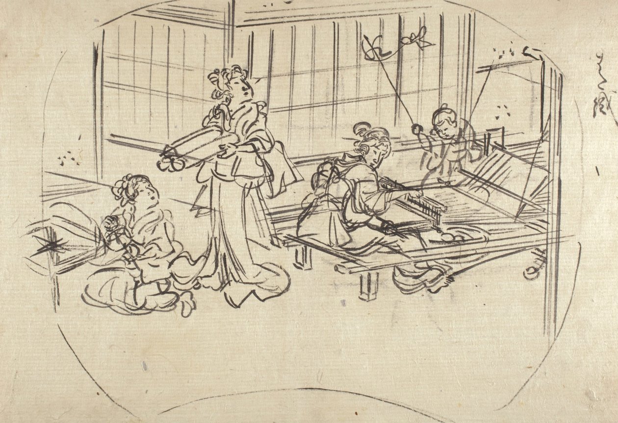 Hataori (tissage sur métier à tisser) - Utagawa Kuniyoshi