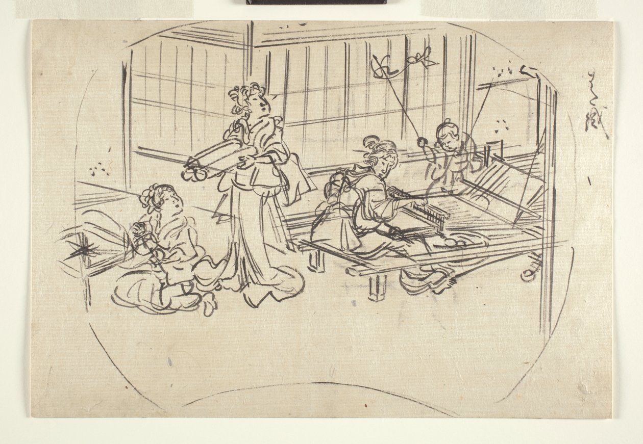 Hataori (tissage sur un métier) vers 1840 - Utagawa Kuniyoshi
