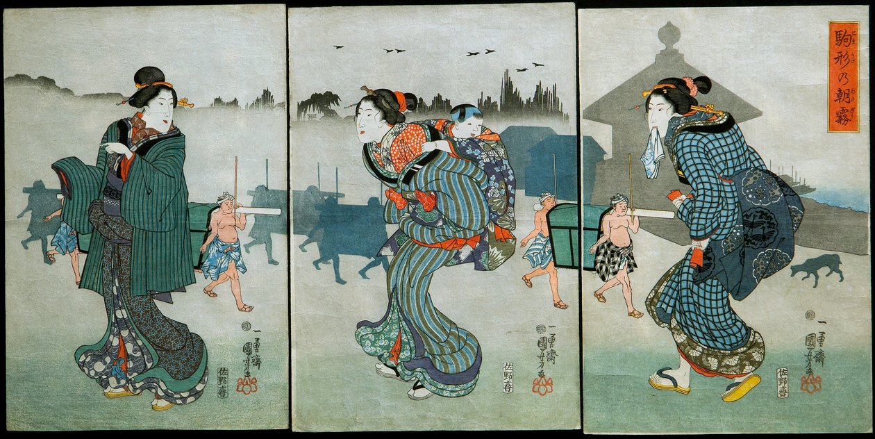 Brume matinale à Komagata (Komagata no asagiri) : Amusements des quatre saisons (Shiki yūkan), c.1846 - Utagawa Kuniyoshi