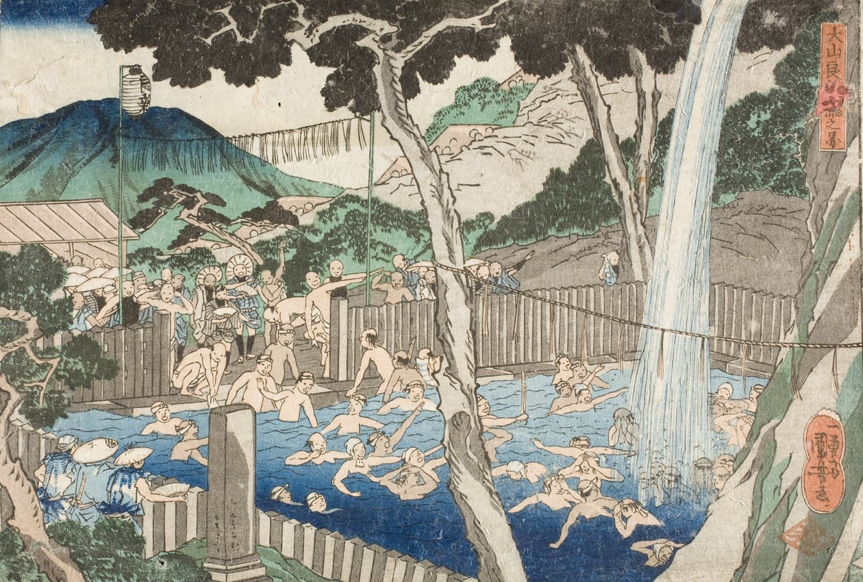 La cascade de Rōben au mont Ōyama - Utagawa Kuniyoshi