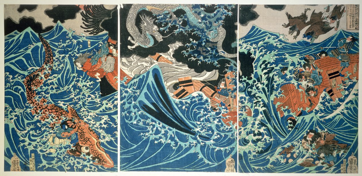 Naufrage de Tametomo, pub. vers 1836 - Utagawa Kuniyoshi