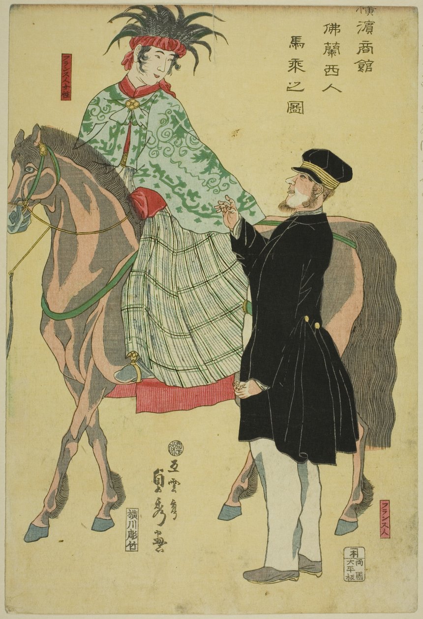 Femme française à cheval - Utagawa Sadahide