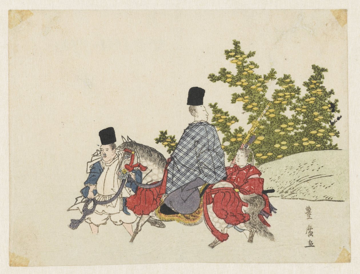 Courtisan à cheval traversant un ruisseau - Utagawa Toyohiro