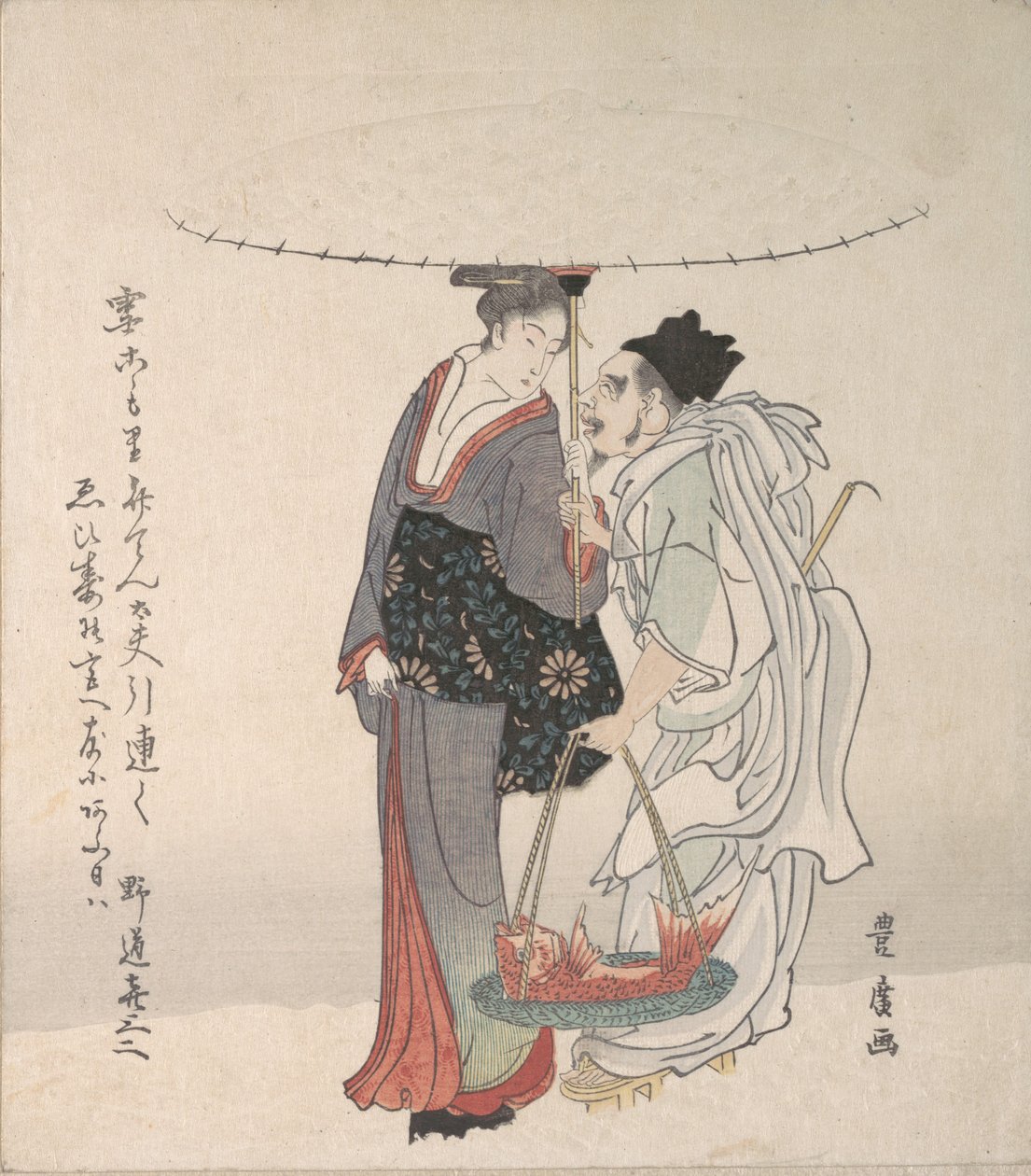 Ebisu et Benten marchant dans la neige - Utagawa Toyohiro