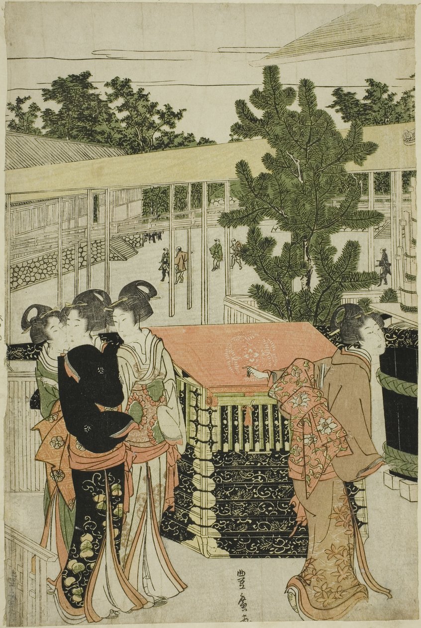 Pèlerinage du Nouvel An au temple Myohoji à Horinouchi (Horinouchi Myohoji eho mairi no zu) - Utagawa Toyohiro