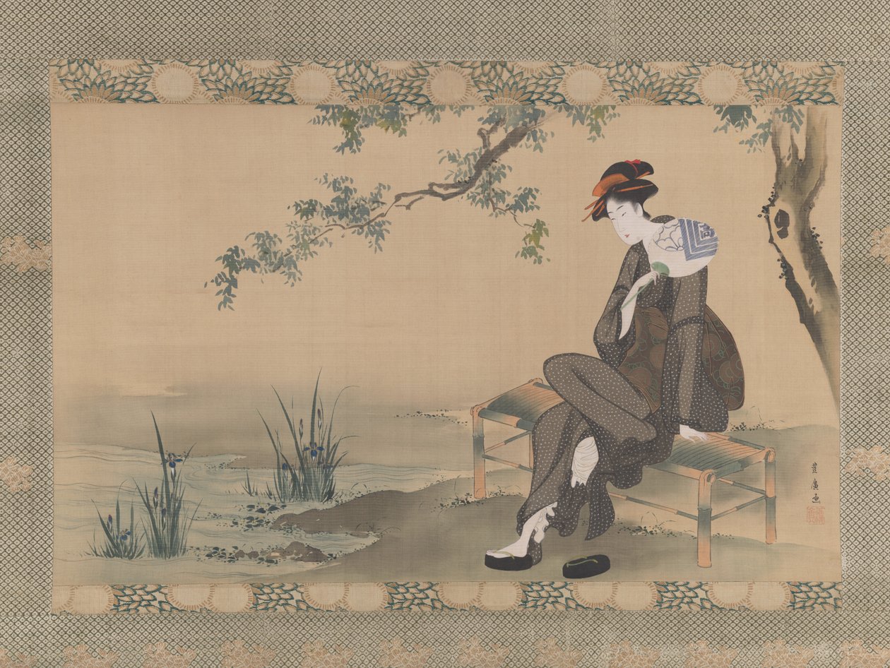 Femme se rafraîchissant - Utagawa Toyohiro