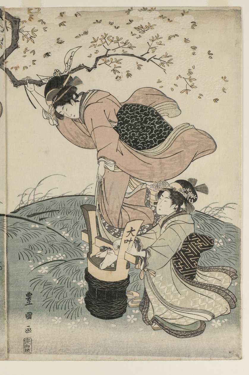 Fleurs de cerisier dans le vent - Utagawa Toyokuni