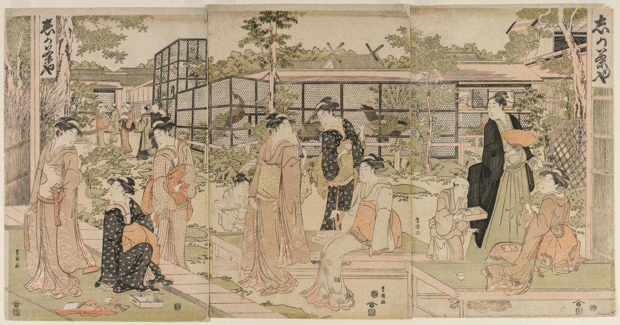 Visiteurs à la Maison de Thé Shika, début des années 1790 - Utagawa Toyokuni