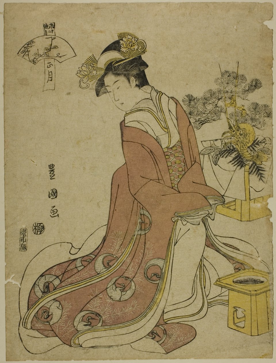 Le premier mois (Sho gatsu), de la série "Les douze mois à la mode (Furyu junikagetsu)" - Utagawa Toyokuni I