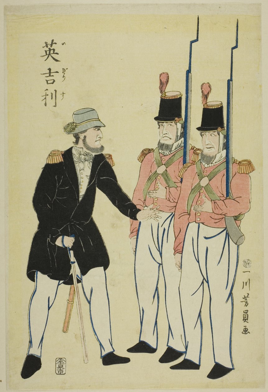 Officier anglais et soldats - Utagawa Yoshikazu