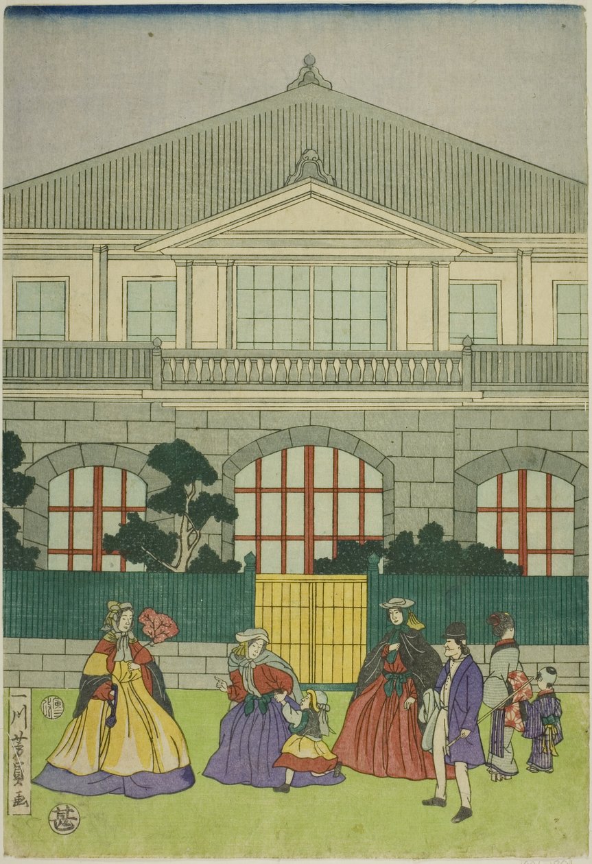 Résidence du marchand français au port de Yokohama - Utagawa Yoshikazu