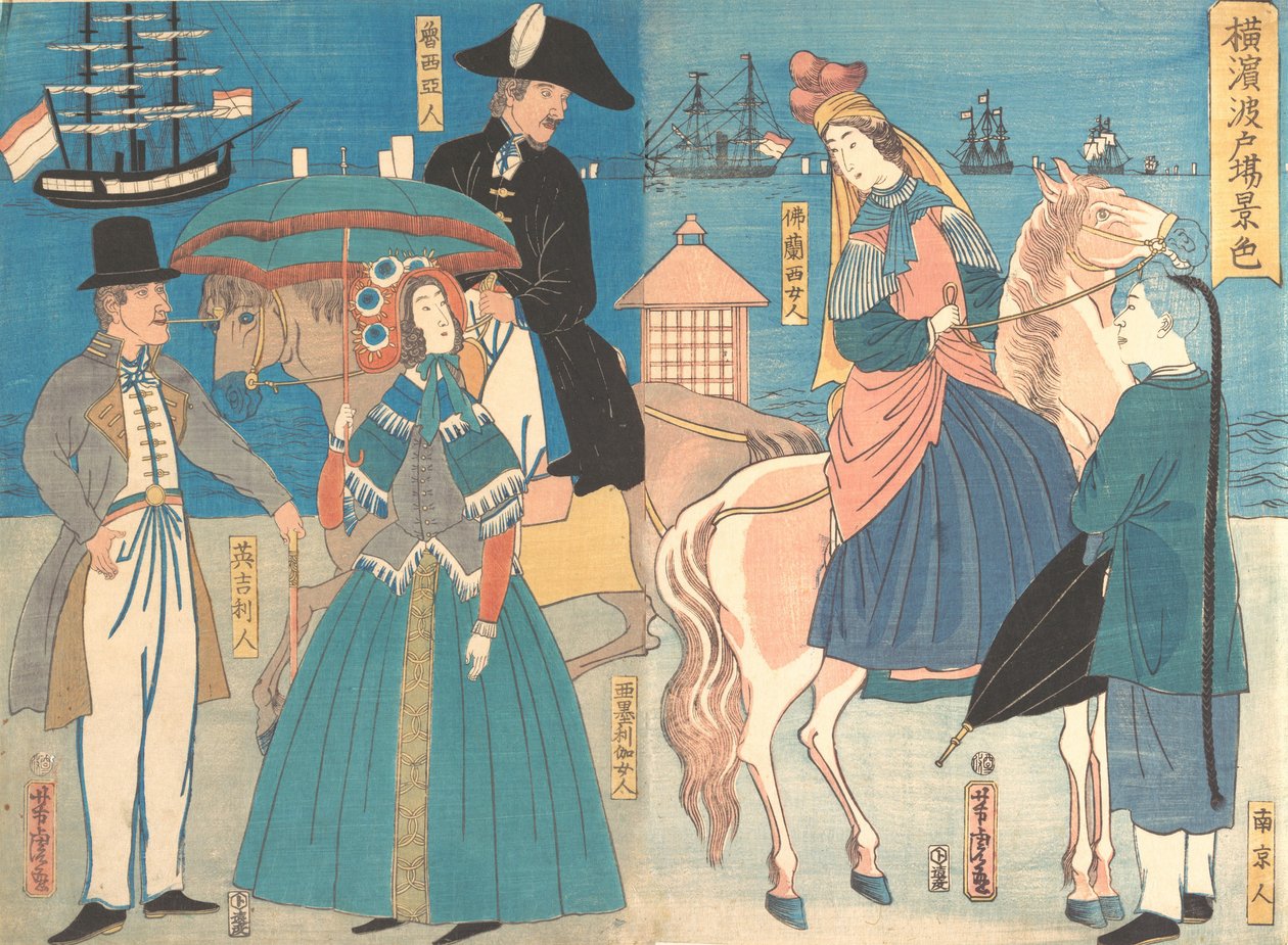 Vue des quais à Yokohama - Utagawa Yoshitora