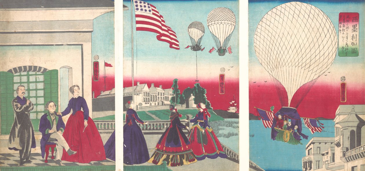 Ascension en ballon américain Amerikakoku, 1867 - Utagawa Yoshitora