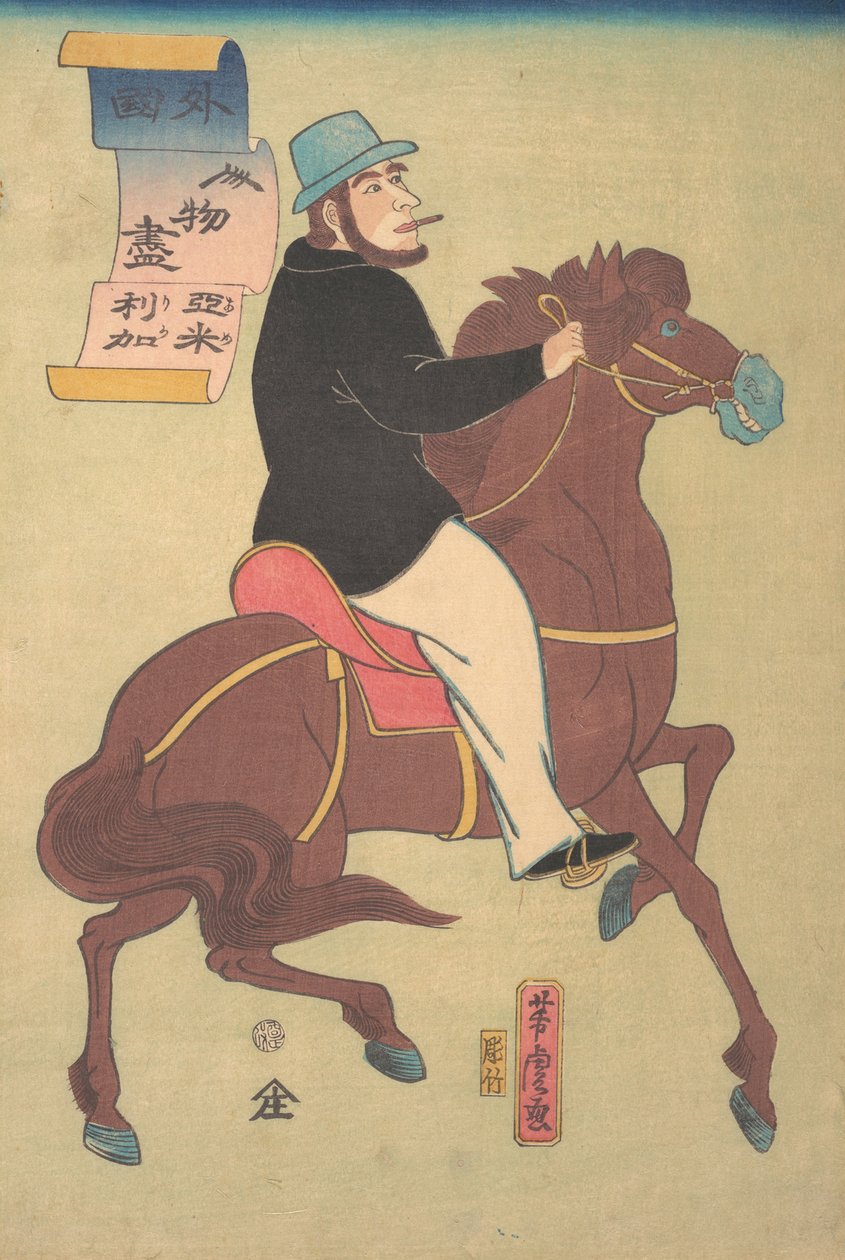 Cavalier Américain, 1er mois, 1861 - Utagawa Yoshitora
