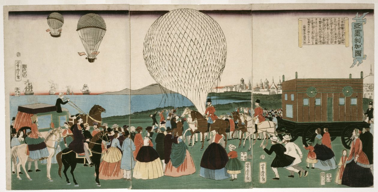 Montgolfière en Amérique, pub. 1865 - Utagawa Yoshitora
