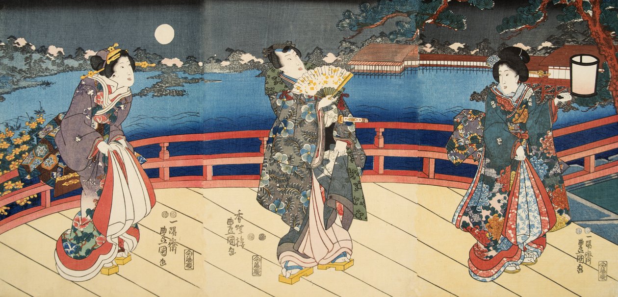Scène du Genji monogatari (Conte de Genji) par Murasaki Shibuku (né en 978) c. 1860 - Utagawa and Toyokuni Kuniyoshi