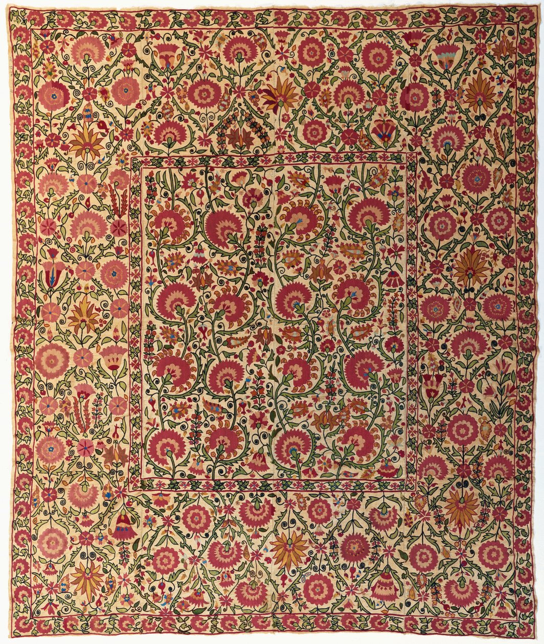 Un susani brodé de soies couchées - Uzbek School