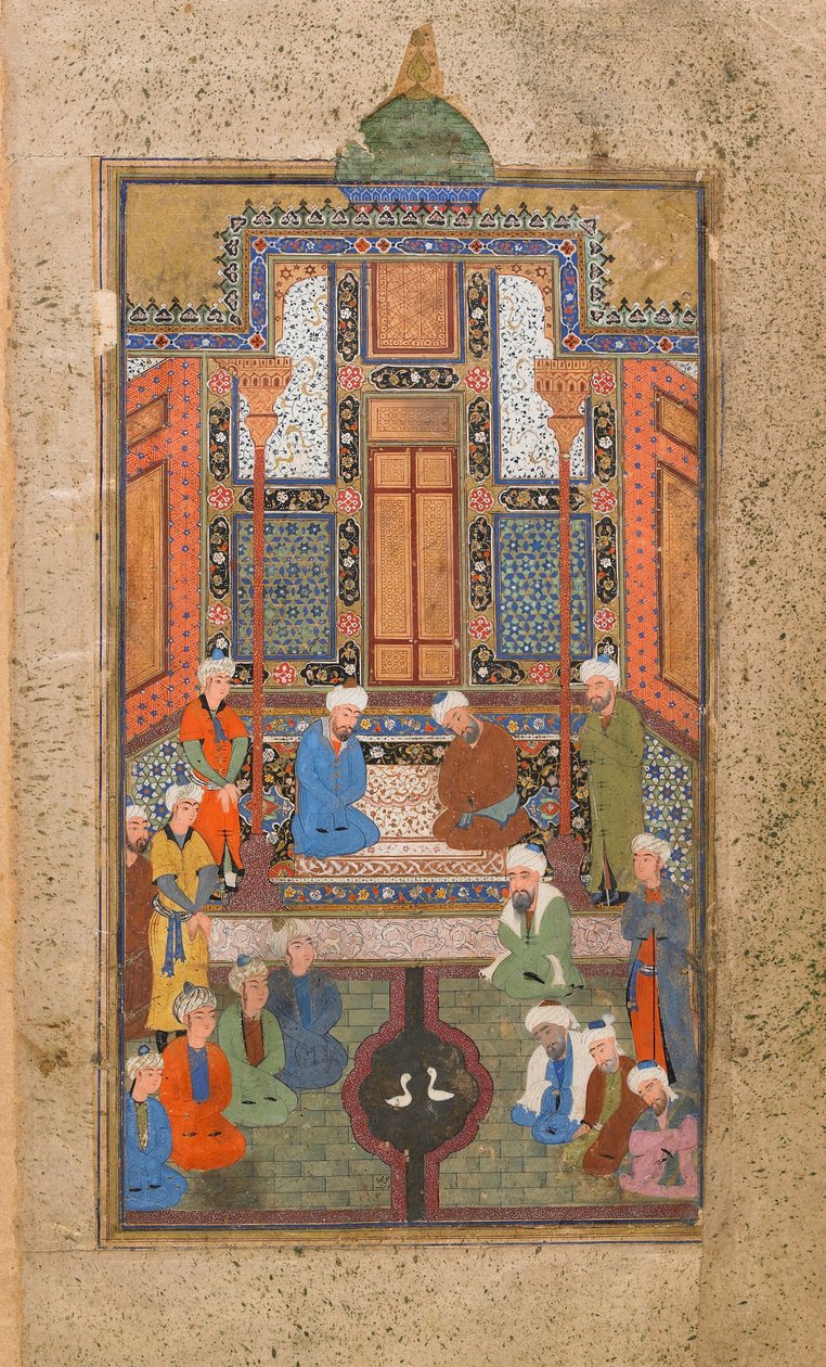 Scène de palais dans un Tuhfat al-Ahrar (Cadeau des libres) Boukhara, Ouzbékistan, période ouzbèke, vers 1540 - Uzbek School